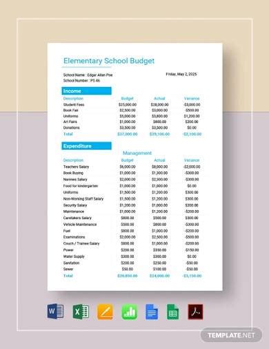 Free 10 School Budget Samples In Ms Word Ms Excel Apple Pages