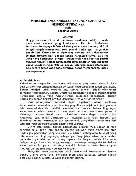 Pdf Mengenal Anak Berbakat Akademik Dan Staff Uny Ac Id Dr