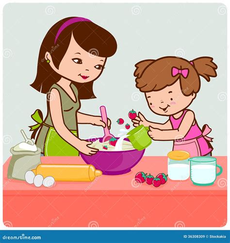 Mère Et Fille Faisant Cuire Dans La Cuisine Illustration De Vecteur Illustration Du Fille