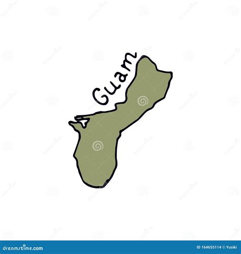 Map Of The Island Of Guam Hand Drawn Vector Illustration On White