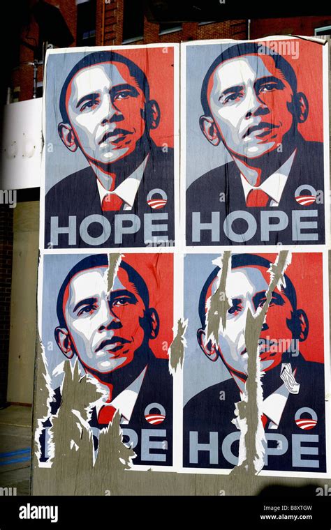 Urban Scene Of Four 4 Torn And Weathered Barack Obama Hope Usa