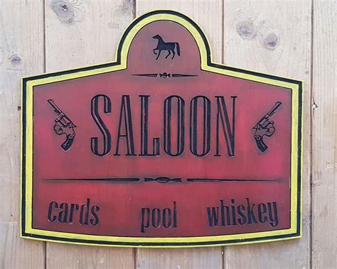 Saloon Wood Sign Live The Far West Made Of Wood And Hand Etsy