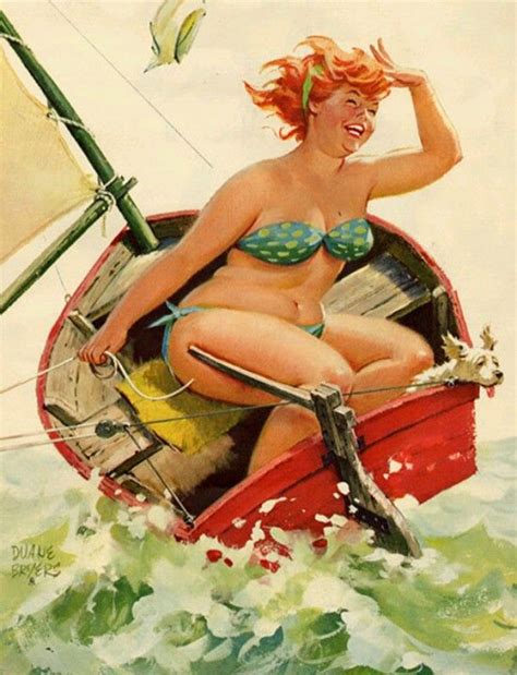 Curvy Art Hand Drawn Copy Of Duane Bryers Illustration Pin Up Red Head Girl Painting Hilda With