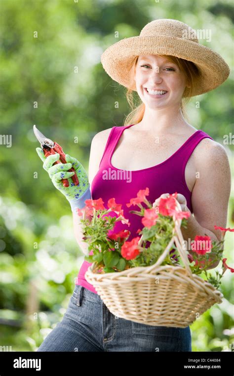 Young Garden Basket Flowers Cutting Hi Res Stock Photography And Images