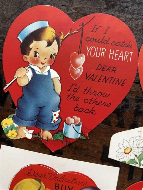 6 Valentines Day Cards Vintage 1940s A Meri Card 1 Etsy