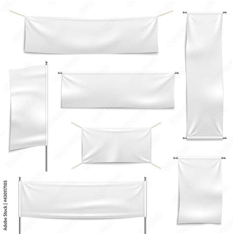 Textile Advertising Banners White Empty Hanging Banner Collection