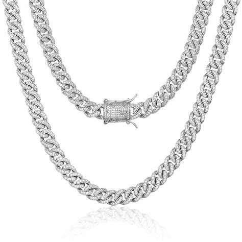 Buy Tripod Jewelry 8mm 14k Or White Gold Plated Diamond Iced Out Cuban Link Chain Or Bracelet