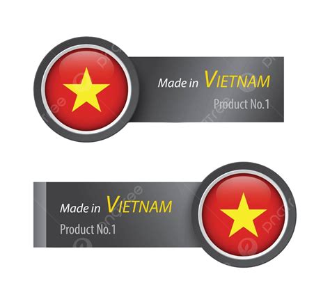 Vietnamese Flag Symbol And Caption Featuring Made In Vietnam Vector
