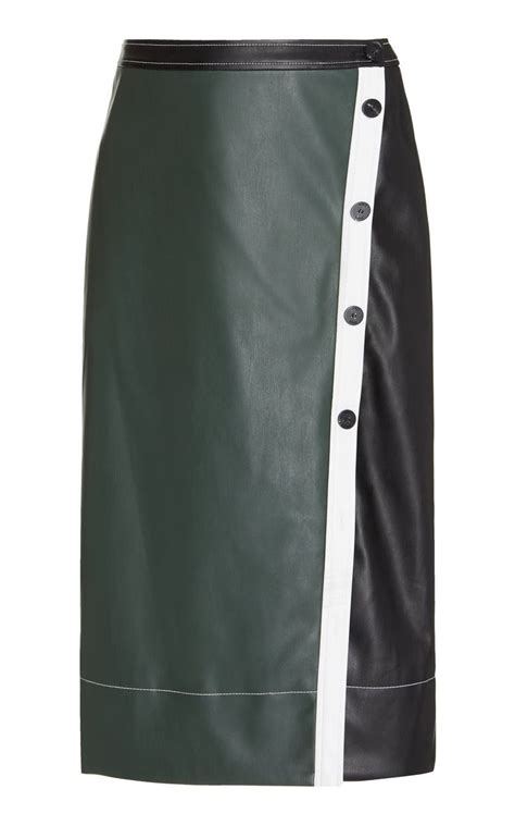 Story Color Blocked Vegan Leather Midi Skirt By Staud Moda Operandi In 2023 Vegan Leather