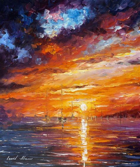 Across The Ocean Palette Knife Oil Painting On Canvas By Leonid