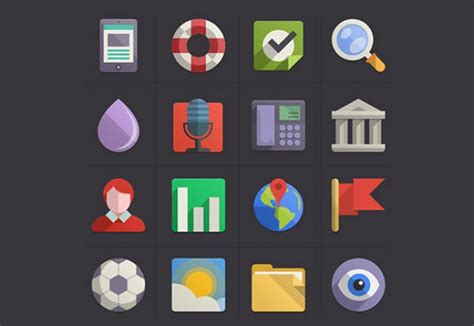 Colorful Flat Icon Set Psd Psd File Free Download