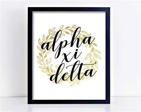 Axid Alpha Xi Delta Gold Wreath Ready To Frame Poster Etsy