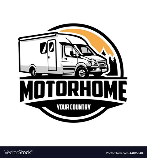 Motorhome Camper Van Circle Emblem Logo Royalty Free Vector