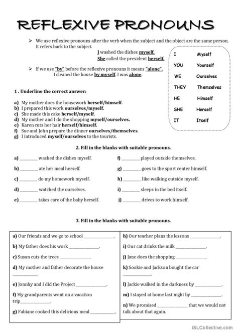 Reflexive Pronouns English Esl Worksheets Pdf Doc