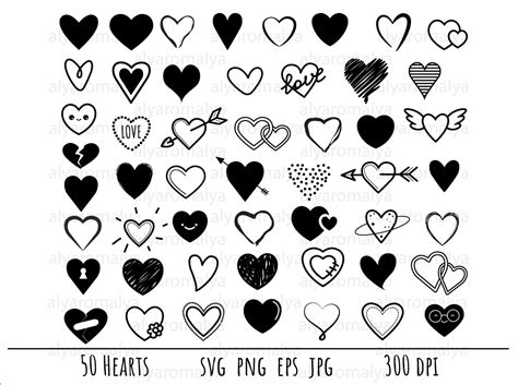 Hearts Clip Art Outline Svg Graphic By Alyaromalya · Creative Fabrica
