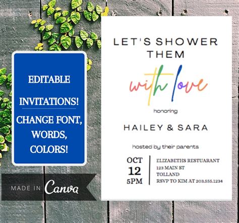 editable couples shower invitation modern invitation lgbtq etsy