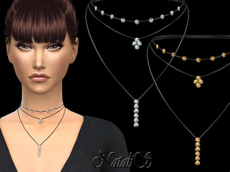 Natalis Layered Necklace With Crystals Sims 4 Mod Download Free