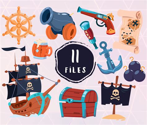 Pirate Items Svg Bundle Pirate Eps Collection Nautical Etsy