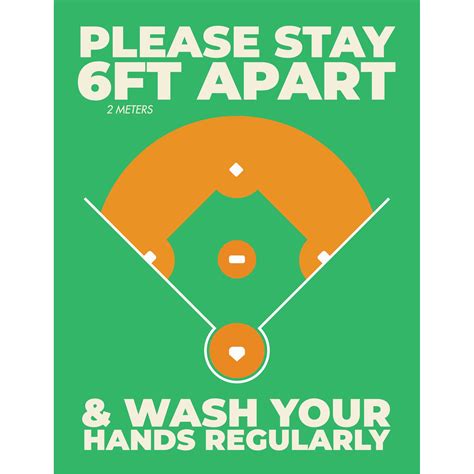 Stay 6ft Apart And Wash Hands Baseball Stadium Poster Plum Grove