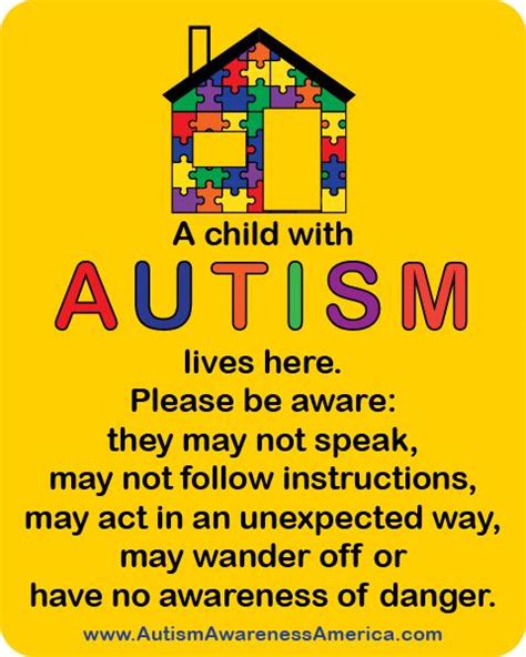 Autism Safety Home Decal Sticker Autism Awareness America