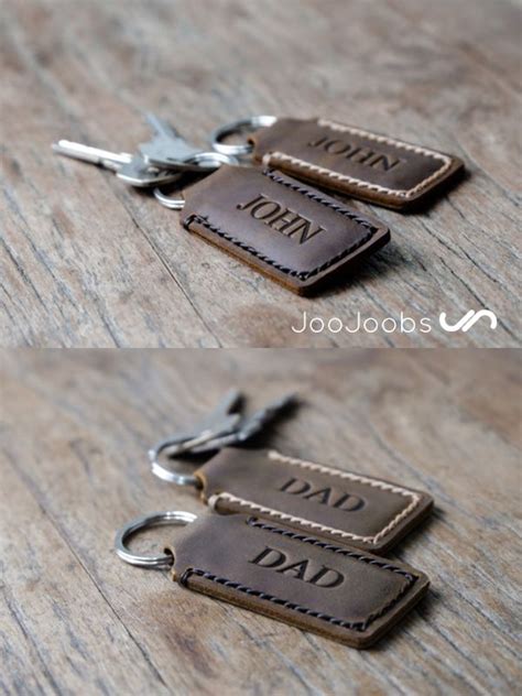 2 Personalized Custom Leather Keychains Set Of 2 Leather Etsy