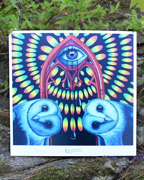 Owl Psychedelic Wall Art Print Decor Geometric Third Eye Wall Etsy Canada