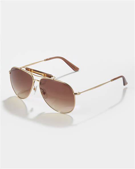 Gucci Bamboo Aviator Sunglasses Golden