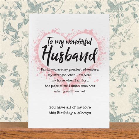 Husband Birthday Card Birthday Day Card For Husband Custom Etsy