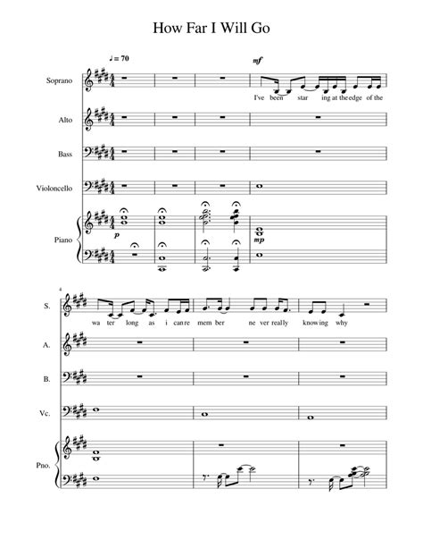 How Far Ill Go Sheet Music For Piano Soprano Alto Bass Voice And More