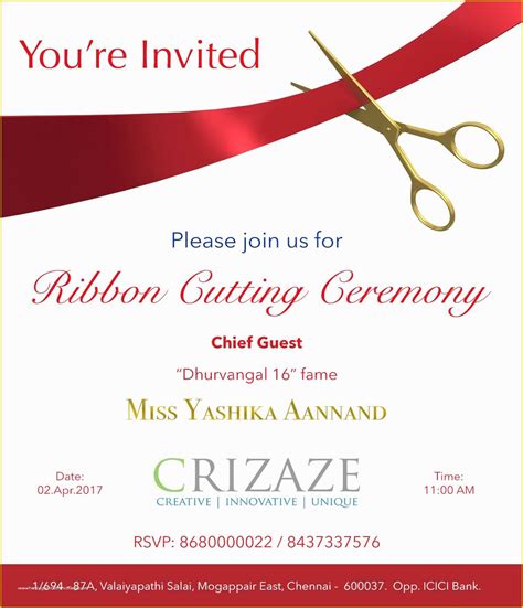 Ribbon Cutting Ceremony Invitation Template