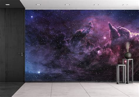 Wall26 Purple Nebula And Cosmic Dust In Star Field Removable Wall