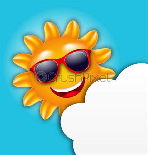 Cheerful Face Of Summer Sun With Sunglasses Stock Vector Crushpixel