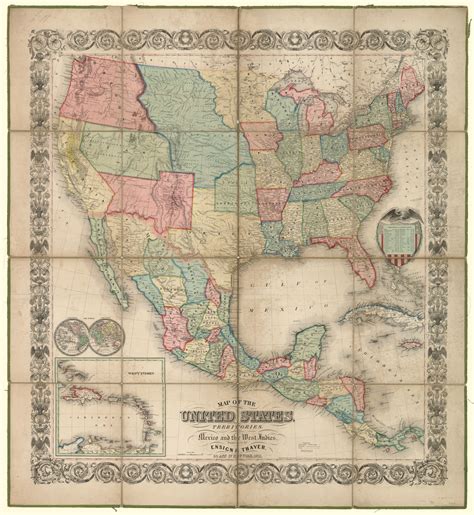 Map Of The United States With Its Territories Also Mexico And The West
