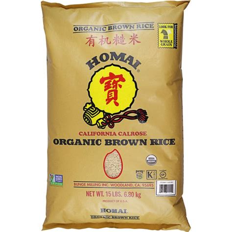 Homai California Calrose Organic Brown Rice 15 Lb Costco Food Database