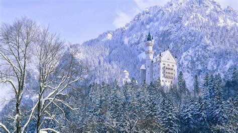 Neuschwanstein Castle In Winter Bavaria Germany Free Nature Pictures