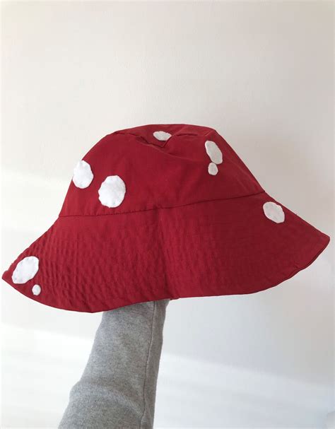 Kawaii Handmade Red Polka Dot Mushroom Bucket Hat Etsy