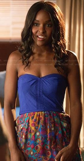 Wornontv Lynlys Blue And Printed Strapless Dress On Hart Of Dixie