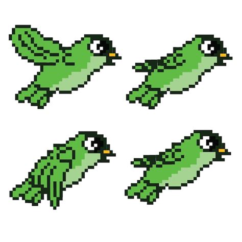 Premium Vector Green Bird Flying Sprite Pixel Style