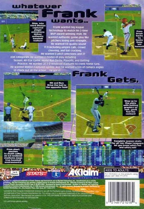 Frank Thomas Big Hurt Baseball Box Shot For Game Boy Gamefaqs