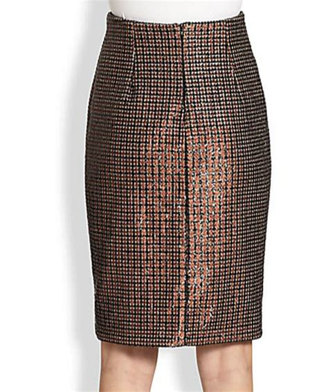 Marc Jacobs Sequined Houndstooth Pencil Skirt Exotic Excess