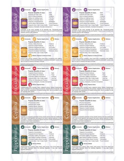 2015 Compliant Printable Young Living Trading Cards Set 25 Oils