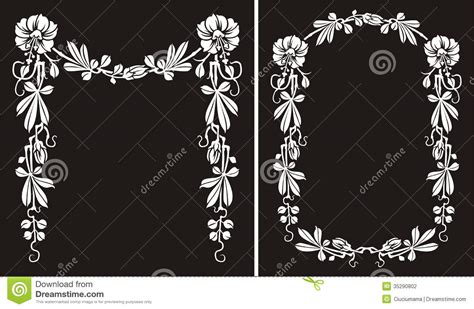 Black white rose flower frame template stock image. Blooming Flower Frame, Black & White Border Stock Vector ...