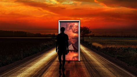 Surrealism Man Door Imagination 4k Hd Wallpapers Hd Wallpapers Id