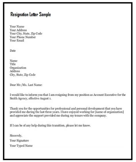 amazing resignation letter sample template