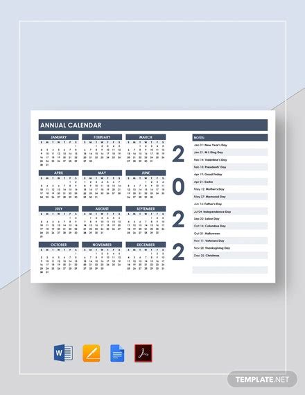 24 Free Annual Calendar Templates Edit And Download