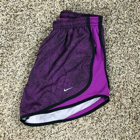 Nike Dri Fit Stretch Waist Purple Print Athletic Running Shorts Womens