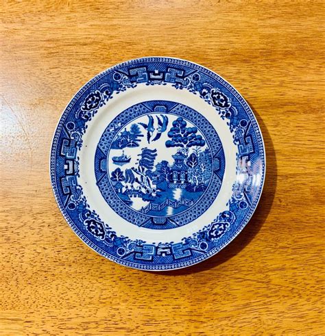 2 Old Willow Pattern Plates Made In England Transferware Etsy