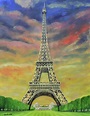 Sunset Over the Eiffel Tower - Paris Painting by Ronald Haber - Fine ...