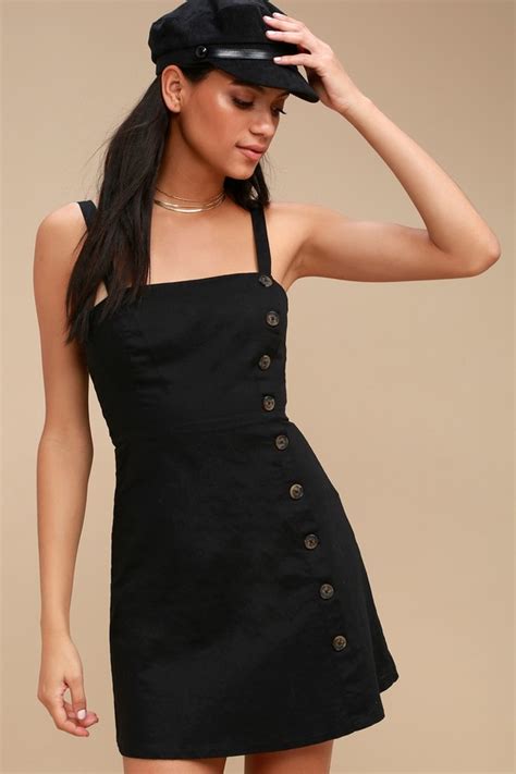 Cute Black Dress Button Down Dress Black Mini Dress Lulus