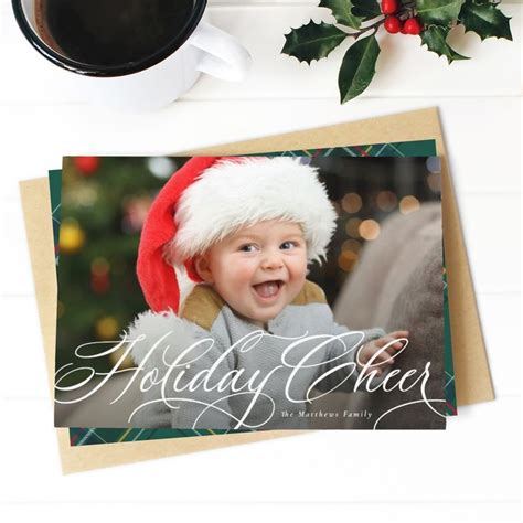 Holiday Cheer Simple Elegant Photo Christmas Card Holiday Design Card